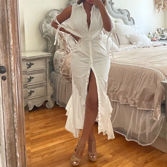 white Jonathan Simkhai button up dress - Picture 2 of 9